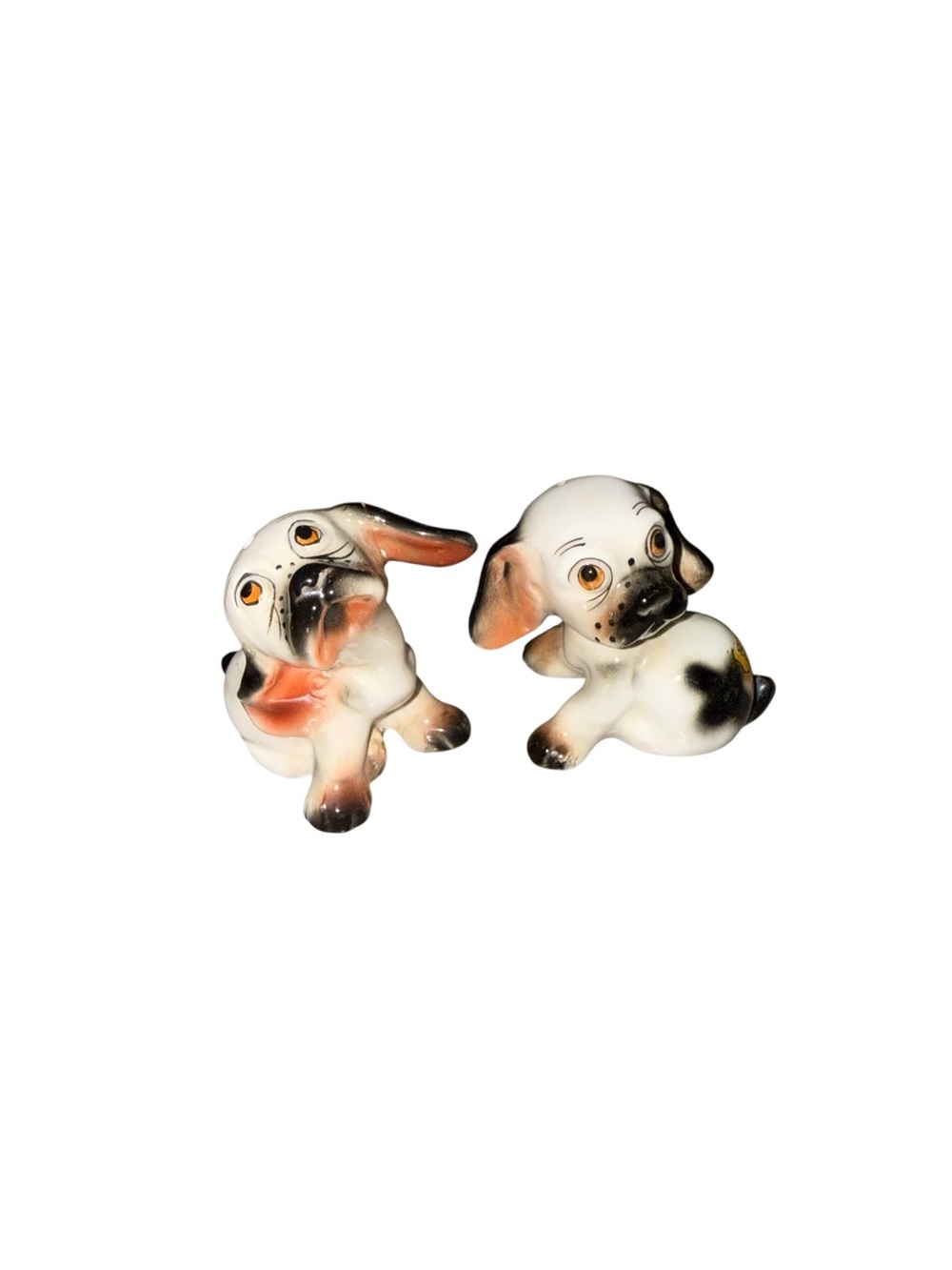 Vintage sitting dog salt and pepper shakers